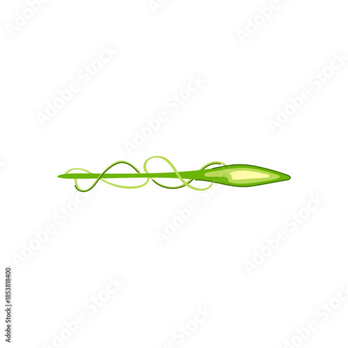 Green energy projectile radiating power and speed, propelled forward with swirling light trails, illustrating a dynamic shot effect for sci fi or fantasy themes