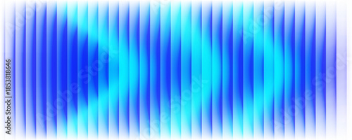 Abstract vertical blue light bar pattern background with glowing cyan center, creating a vibrant digital sound wave or equalizer effect, isolated on
