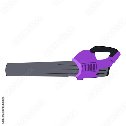 Purple and gray leaf blower representing autumn yard work, gardening, and outdoor cleaning, a common power tool for residential landscaping and home maintenance
