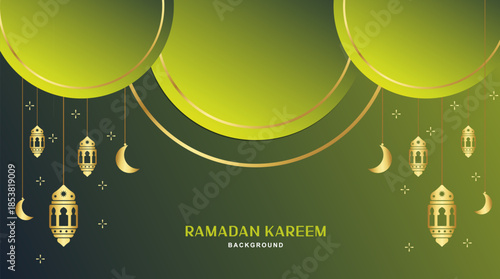 Ramadan Kareem background with ornaments and latern for decoration banner template design.