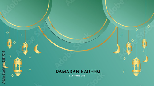 Ramadan Kareem background with ornaments and latern for decoration banner template design.