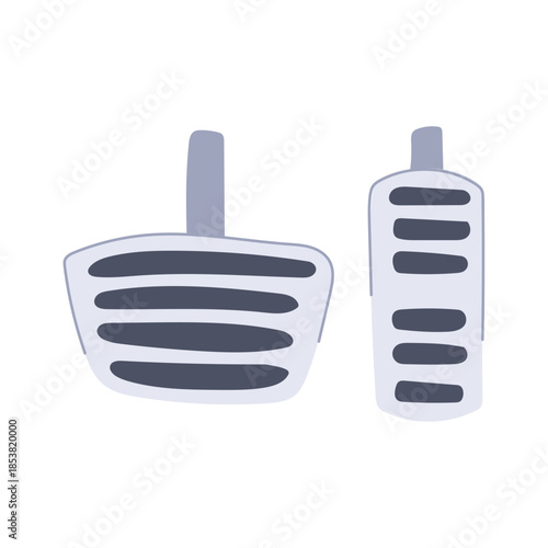 Modern car pedals vector illustration showing accelerator, brake and clutch for vehicle control and driving technology, isolated on white background, flat minimalist design