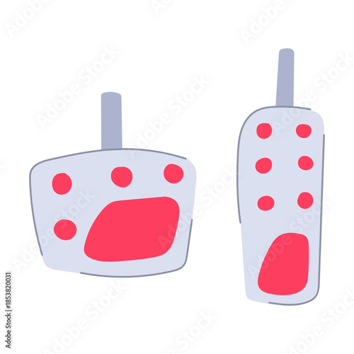 Car pedals graphic showing two vehicle controls, one for accelerating and the other for braking or clutching, representing driving and transportation concepts