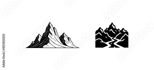 Black and White Glacier Ice Mountain Landscape Art