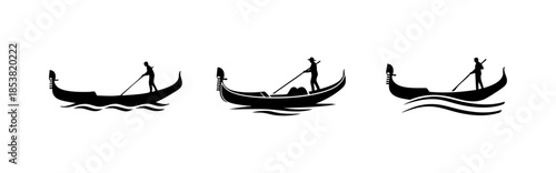 Black and White Gondola Venice Boat Transport Logo
