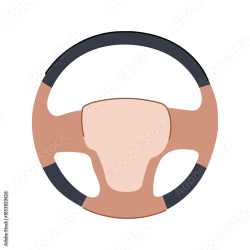 Car steering wheel illustration symbolizing vehicle control, navigation, travel, and the journey of driving, providing a visual concept for transport and autonomy