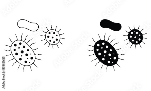 Bacteria cells with flagella and different patterns