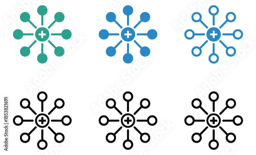 Modern network connection icons in various colors for tech designs