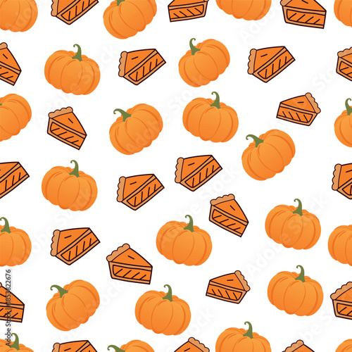 Pumpkin pie and pumpkins pattern seamless