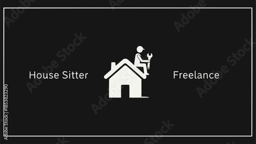 House Sitter Freelance Icon with Person on Roof.