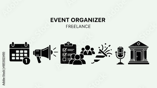 Event Organizer Freelance Services Icons Set.