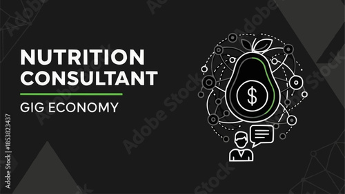 Nutrition Consultant Gig Economy Avocado Money Symbol.