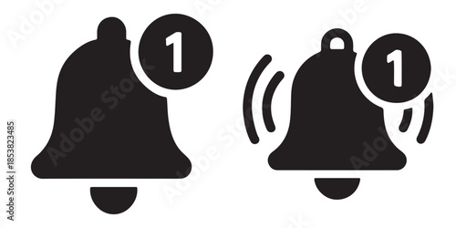 Notification bells with alert symbols ringing loudly