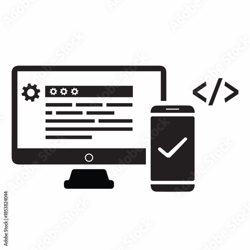 Web development and mobile app design concept