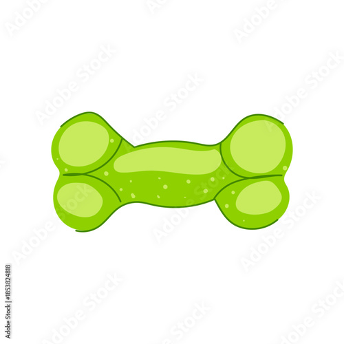 Green plastic bone providing a fun and stimulating accessory for dog training, chewing, and entertainment, representing pet care activities and animal supply concepts