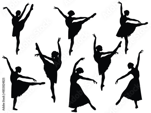 Elegant ballet dancers in dynamic poses a beautiful silhouette composition