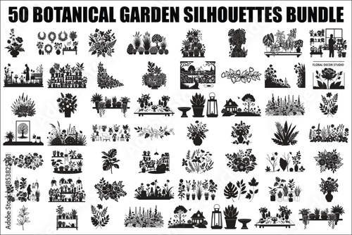 50 Botanical Garden Silhouette bundle