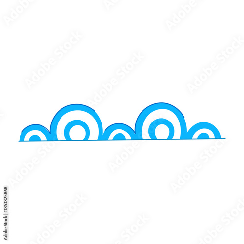 Abstract blue border pattern of stylized semicircles and concentric circles forming a clean, wavy modern trim for banners, backgrounds, headers, and digital design elements