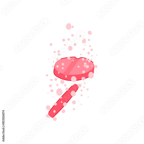 Effervescent tablets dissolving in fluid, generating fizzing bubbles, illustrating concepts of medication, relief, and scientific chemical reactions for health and wellness