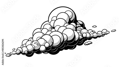 Stylized monochrome cloud formation graphic illustration for weather designs and concept art
