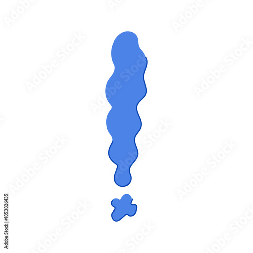 Blue wavy exclamation mark icon representing an important message, warning, or call for attention, standing out with its playful and fluid shape against a white background