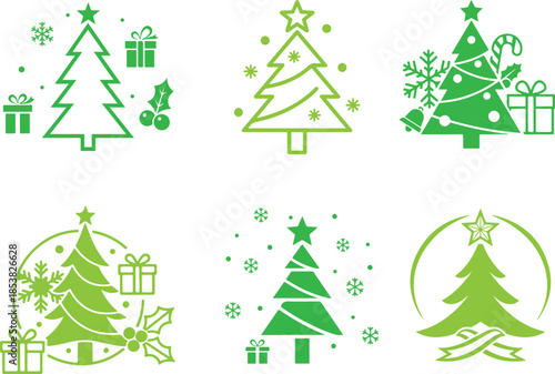 set of christmas trees