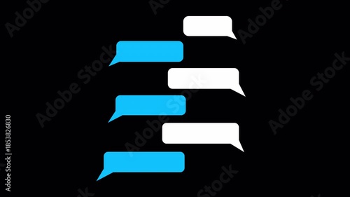 typing text message cloud conversation, text SMS message chatting bubbles message cloud on transparent background, animation text message with alpha channel in 4k.