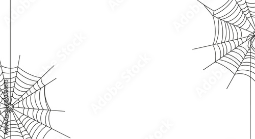 Spider web corners illustration on a white background for spooky Halloween decorations and dark mysterious graphic designs.