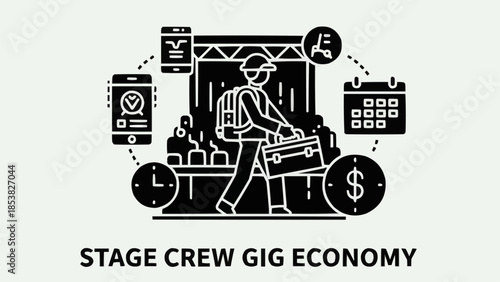 Stage Crew Gig Economy Concept Illustration.