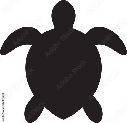 Black silhouette of a terrestrial turtle, commonly known as a tortoise, with detailed shell patterns on a clean background.