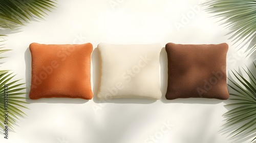 Three Pillows in Different Earth Tones.