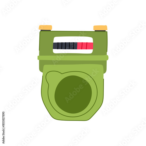 Green gas meter illustration symbolizing utility services, energy monitoring, natural gas consumption and billing for residential and commercial properties, cost and usage tracking
