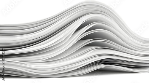 Wavy Stack of White Paper Sheets.