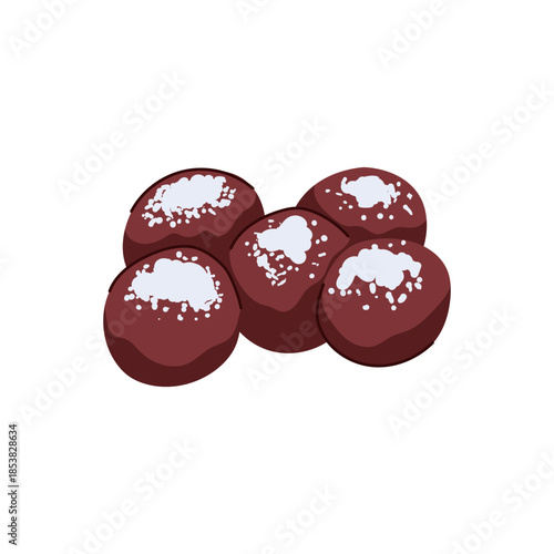 Loukoumades, a traditional greek dessert, featuring deep fried dough balls drizzled with syrup and sprinkled with icing sugar or shredded coconut, creating a sweet and indulgent treat