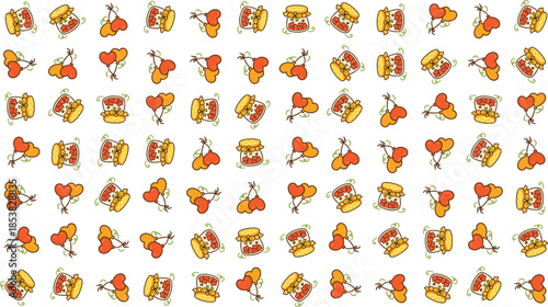 Seamless winter pattern featuring cozy seasonal elements in a playful modern style. Ideal for holiday backgrounds, wrapping paper, textiles, wallpapers, festive branding, and cheerful cold-season desi