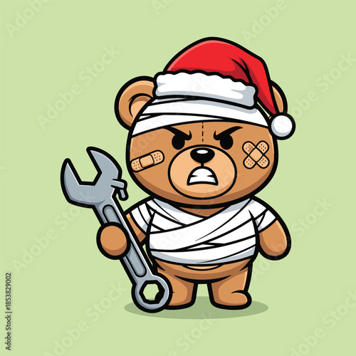 Injured santa bear Vector