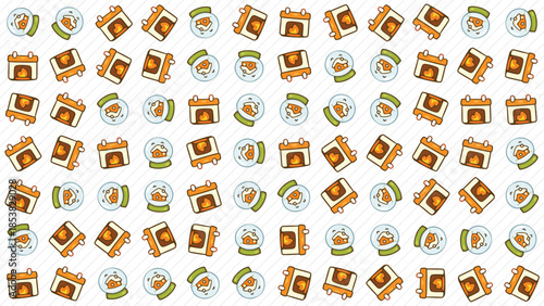 Seamless winter pattern featuring cozy seasonal elements in a playful modern style. Ideal for holiday backgrounds, wrapping paper, textiles, wallpapers, festive branding, and cheerful cold-season desi