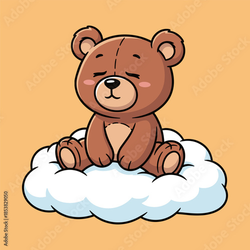 Dreamy bear on a cloud Vector