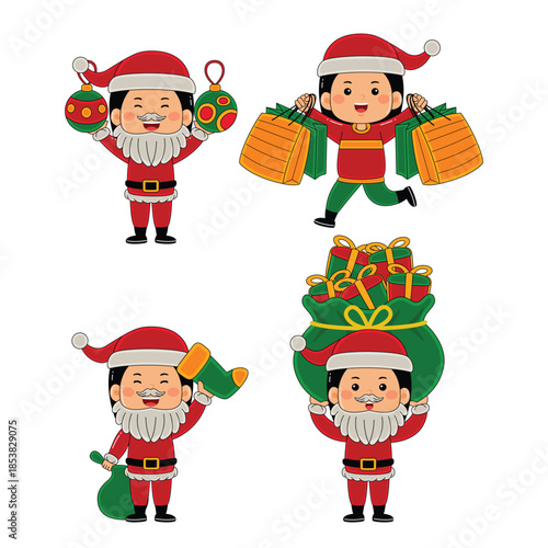 cute kids girl christmas vector illustration