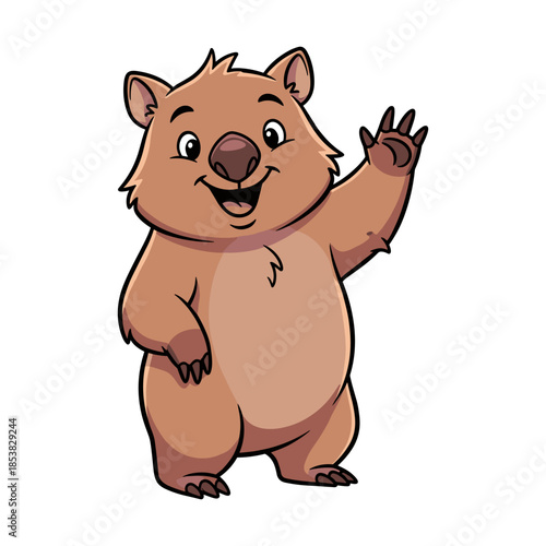 Happy wombat waving Vector