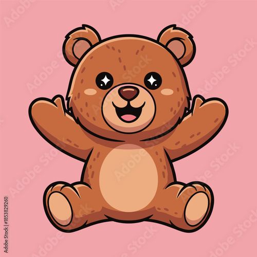 Happy brown teddy bear Vector
