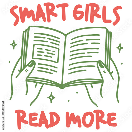  Smart Girls Read More Shirt Design, Hand Drawn Book Lover T-shirt, Reading Quote Clipart, Hand Drawn Bookish Graphic, Cute Hand-drawn Line Art Illustration