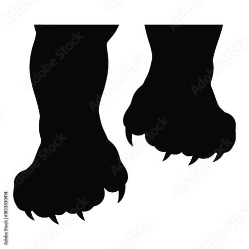Black silhouette of two animal paws with visible claws and pads
