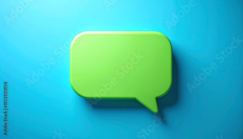 緑色の吹き出しが単体で配置され発言や意見を象徴するミニマルな構成