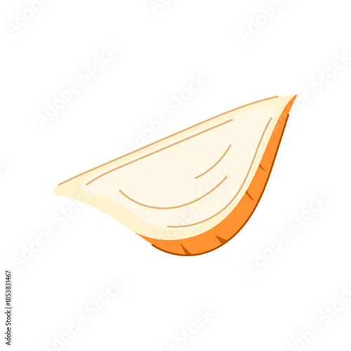 Jicama root slice showing crisp white flesh and thin brown skin, a popular ingredient for healthy recipes, representing freshness and natural nutrition