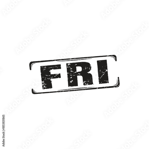 Grunge FRI Friday Rubber Stamp Graphic, Distressed Vintage Style Icon for Weekend Start