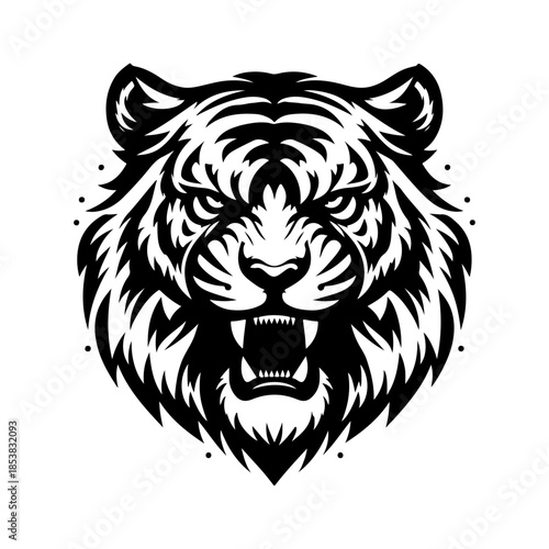 Powerful white tiger head vector illustration for wildlife logo tattoo and mascot design