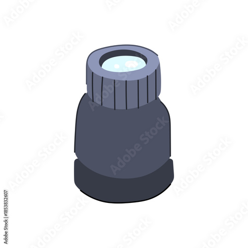 Loupe with clear lens and dark casing symbolizing magnification, inspection, precision and detailed analysis for science, jewelry, watchmaking, research and quality control