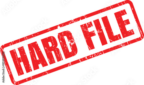 A vibrant red rubber stamp with the text HARD FILE indicates important or permanent documentation status