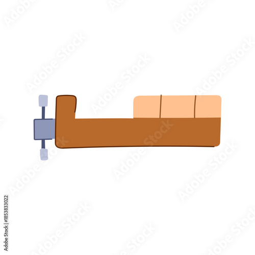 Machine vice with a brown body and a grey clamping mechanism, showing a essential tool for manufacturing, working, and holding materials in a workshop or factory setting